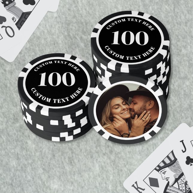 Jetons De Poker Noir Photo 100 Numérotés (Photo Black 100 Numbered Poker Chips)