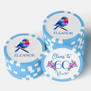 Jetons De Poker Nom Birdie Oubliez-moi Pas de fleurs 60e anniversa