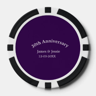 Jetons De Poker nom de date d'anniversaire de mariage 30 ans simpl