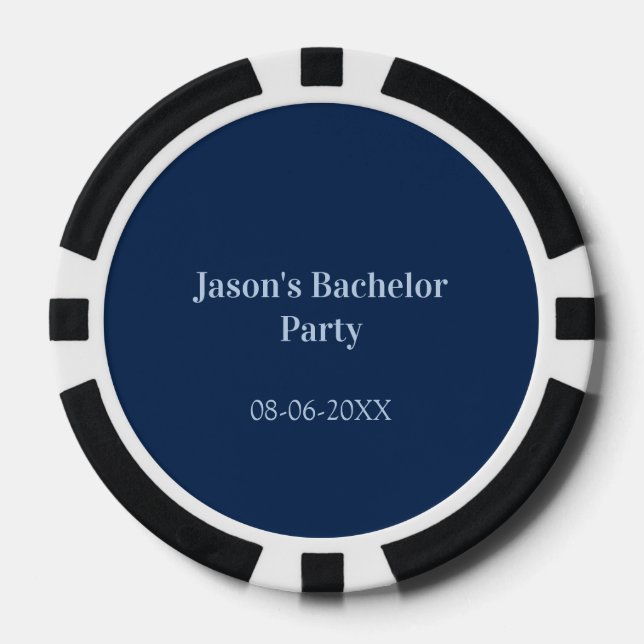 Jetons De Poker Nom de la fête de Bachelor date simple minimal mei (Recto)