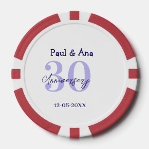 Jetons De Poker nom de lettre gras violet 30e anniversaire simple