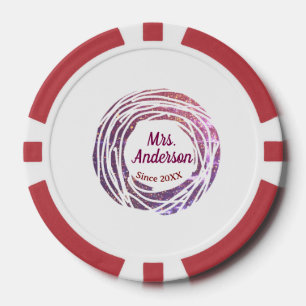 Jetons De Poker nom de Mme rose bordeaux bordure depuis année mari