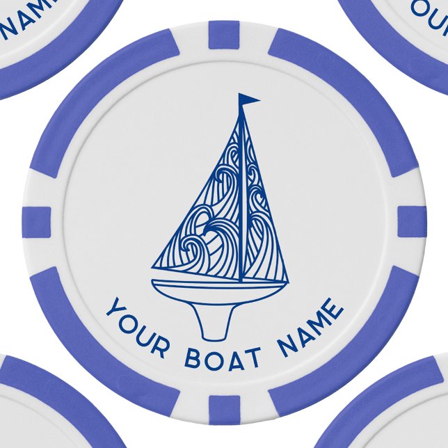 Jetons De Poker Nom du bateau à voile (Boat name personalized sailing boat poker chips)