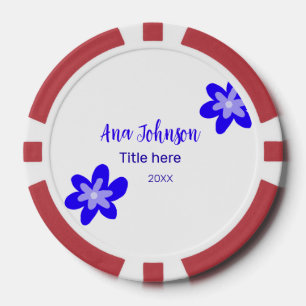 Jetons De Poker Nom du doodle fleur bleu année 20XX profession