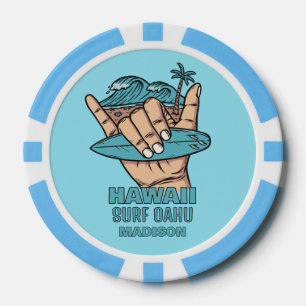 Jetons De Poker Nom et emplacement personnalisés Surf Shaka