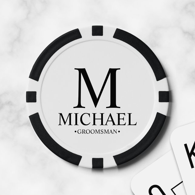Jetons De Poker Nom et monogramme du Groomsman personnalisé (Créateur téléchargé)