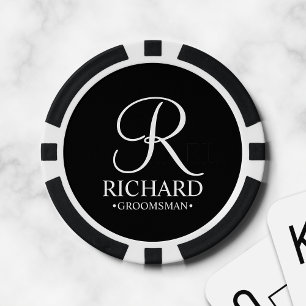 Jetons De Poker Nom et monogramme du Groomsman personnalisé