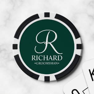 Jetons De Poker Nom et monogramme du Groomsman personnalisé