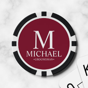 Jetons De Poker Nom et monogramme du Groomsman personnalisé