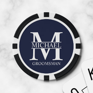 Jetons De Poker Nom et monogramme du Groomsman personnalisé