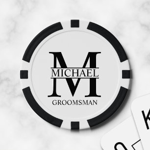Jetons De Poker Nom et monogramme du Groomsman personnalisé