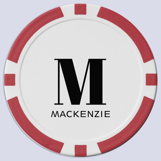 Jetons De Poker Nom initial du monogramme (Monogram initial name personalized minimalist poker chip)