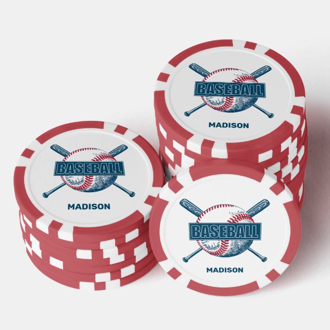 Jetons De Poker Nom personnalisé Baseball (Empiler)