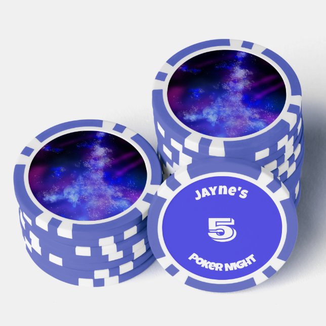 Jetons De Poker Nom personnalisé Blue Sapphire (Empiler)