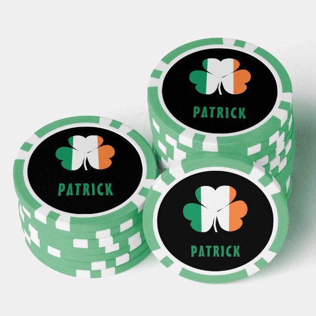 Jetons De Poker Nom personnalisé Celtic Irlande Shamrock Drapeau i (Empiler)