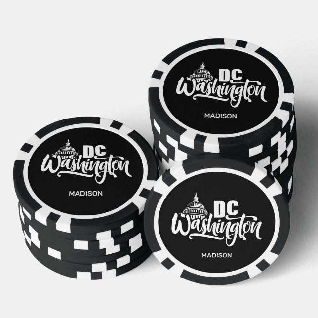 Jetons De Poker Nom personnalisé & couleur Washington DC (Empiler)