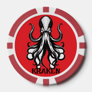 Jetons De Poker Nom personnalisé de calmar pieuvre Kraken personna