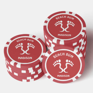 Jetons De Poker Nom personnalisé et plage décontractée couleur