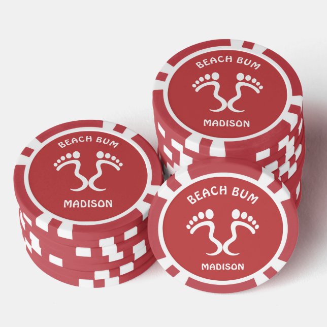 Jetons De Poker Nom personnalisé et plage décontractée couleur (Empiler)