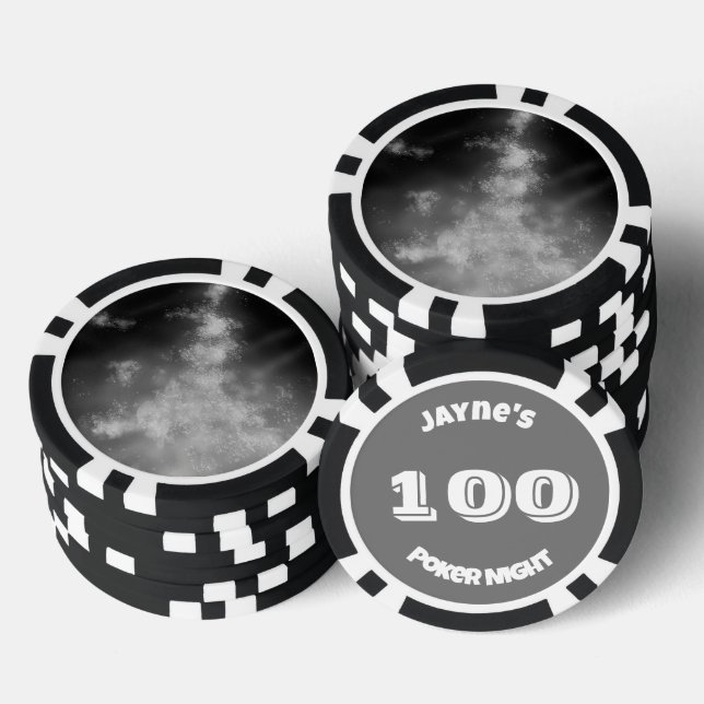 Jetons De Poker Nom personnalisé gris monochrome (Empiler)