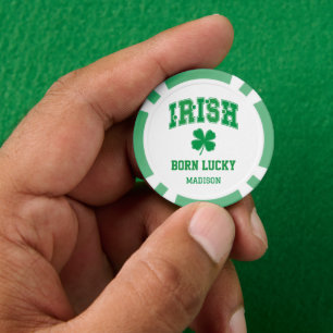 Jetons De Poker Nom personnalisé Irish Born Lucky