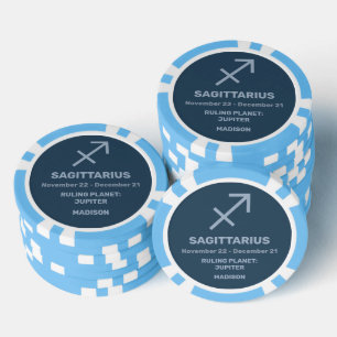 Jetons De Poker Nom personnalisé / Texte Symbole zodiaque Sagittar