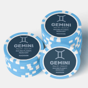 Jetons De Poker Nom personnalisé / Texte Zodiac Signal Gemini