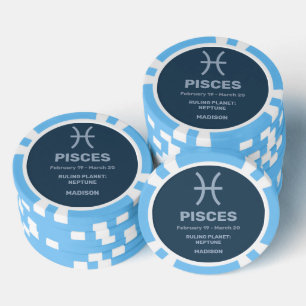 Jetons De Poker Nom personnalisé / Texte Zodiac Signes Poissons
