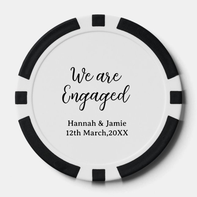 Jetons De Poker Nous sommes fiancés nom date calligraphiestylé (Recto)