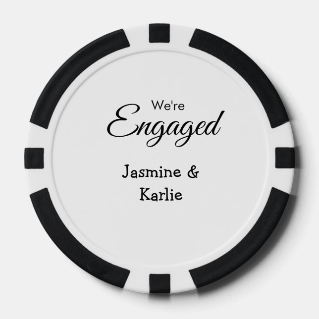 Jetons De Poker Nous sommes un couple fiancé nom romantique simple (Recto)