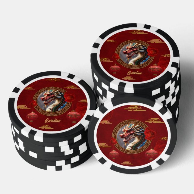 Jetons De Poker Nouvelle année de dragon chinois (Empiler)