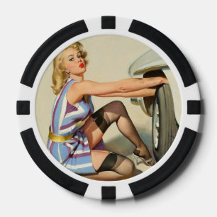 Jetons De Poker Nouvelle fille pin-up de pneu