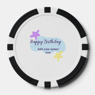 Jetons De Poker Nuages bleus pastel étoiles violet joyeux annivers