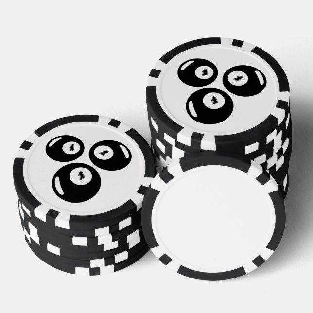 Jetons De Poker Numéro Chanceux 111 Boules Noires (Empiler)