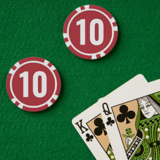 Jetons De Poker Numéro gras rouge blanc de base