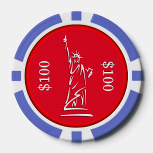 Jetons De Poker NY Lady Liberty Rouge Blanc et Bleu