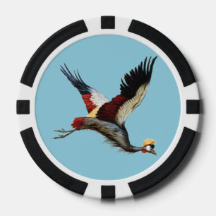 Jetons De Poker Œuvre d'art vintage de Grue couronnée d'Afrique du