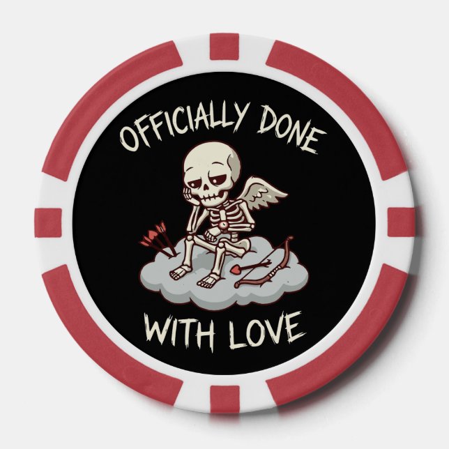 Jetons De Poker Officially Done With Love Skeleton Cupid Design (Recto)
