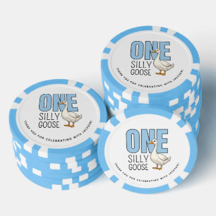 Jetons De Poker Oie Ridicule Bleue Moderne Personnalisée Premier A