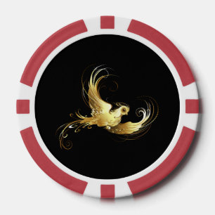 Jetons De Poker Oiseau d'or sur Arrière - plan noir