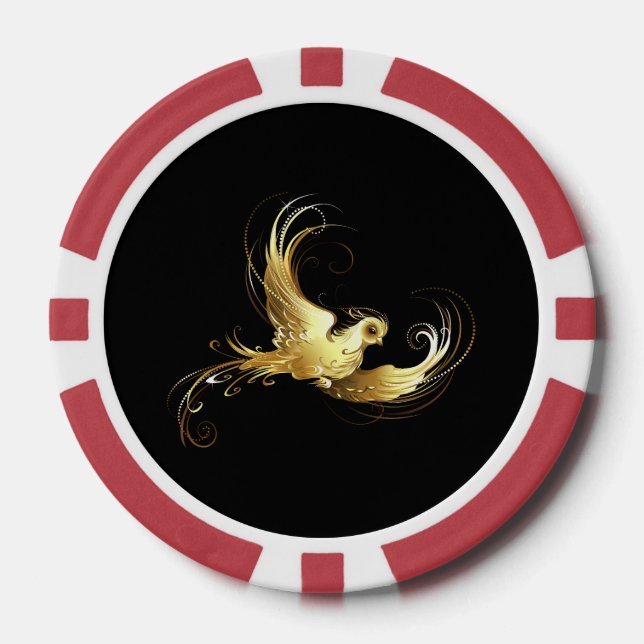 Jetons De Poker Oiseau d'or sur Arrière - plan noir (Recto)