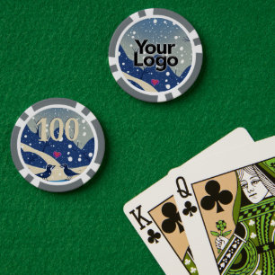 Jetons De Poker Oiseaux de neige amoureux cœur rose merveille hive