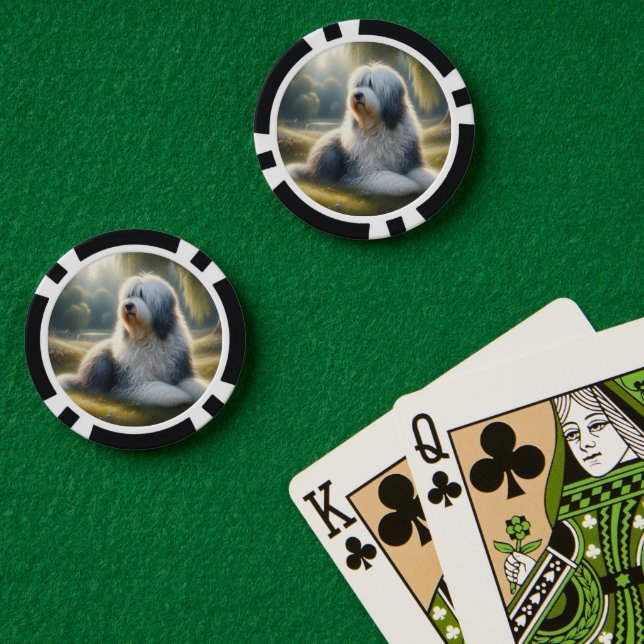 Jetons De Poker Old English Sheepdog (Table de poker (double))