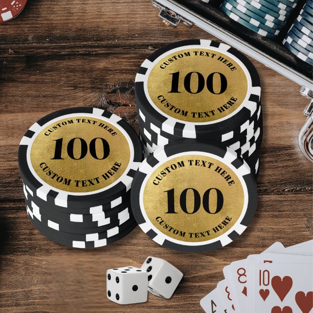 Jetons De Poker Or 100 Numéroté (Gold 100 Numbered Poker Chips)