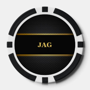 Jetons De Poker Or Noir Classique Monogrammé Garçon d'Honneur
