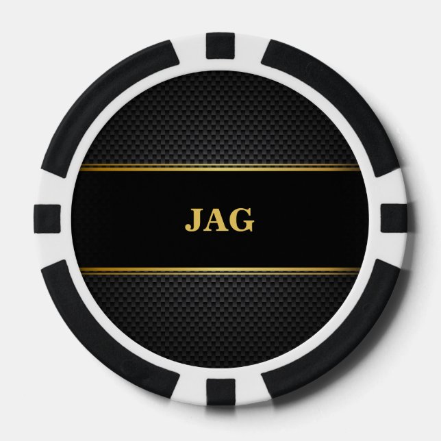 Jetons De Poker Or Noir Classique Monogrammé Garçon d'Honneur (Recto)