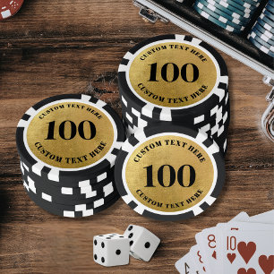 Jetons De Poker Or personnalisé 100 en or numéroté