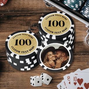 Jetons De Poker Or personnalisé 100 Photo Or
