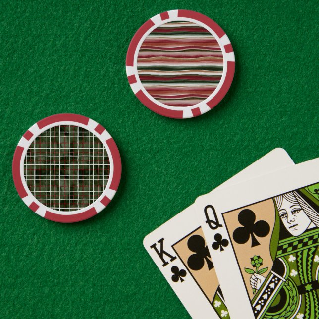 Jetons De Poker Or Vert Bourgogne Rouge Rosé Rayures (Table de poker (double))