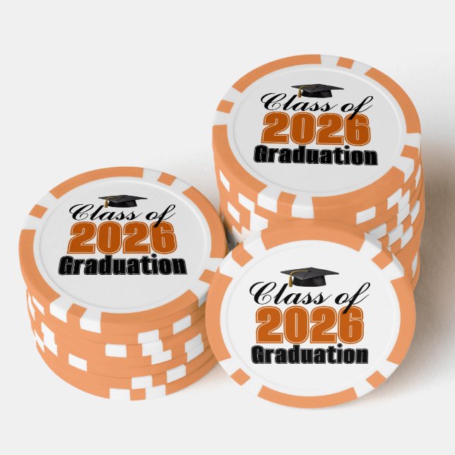 Jetons De Poker Orange Class of 2026 Graduation Party (Empiler)